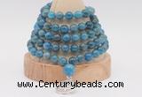 GMN1259 Hand-knotted 8mm, 10mm apatite 108 beads mala necklaces with charm