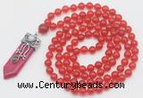 GMN1404 Hand-knotted 8mm candy jade 108 beads mala necklace with pendant