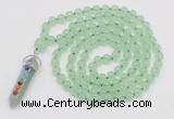 GMN1504 Hand-knotted 8mm candy jade 108 beads mala necklace with pendant
