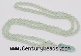 GMN1624 Hand-knotted 6mm prehnite 108 beads mala necklace with pendant