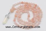 GMN1636 Hand-knotted 6mm pink aventurine 108 beads mala necklace with pendant