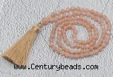 GMN217 Hand-knotted 6mm moonstone 108 beads mala necklaces with tassel