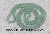 GMN2201 Hand-knotted 8mm, 10mm matte green aventurine 108 beads mala necklaces with charm