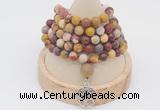 GMN2214 Hand-knotted 8mm, 10mm matte mookaite 108 beads mala necklace with charm