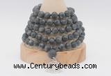 GMN2228 Hand-knotted 8mm, 10mm matte black labradorite 108 beads mala necklace with charm