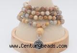 GMN2406 Hand-knotted 6mm yellow crazy agate 108 beads mala necklace with charm