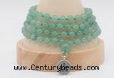 GMN2448 Hand-knotted 6mm green aventurine 108 beads mala necklaces with charm
