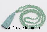 GMN266 Hand-knotted 6mm green aventurine 108 beads mala necklaces with tassel