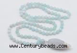 GMN4009 Hand-knotted 8mm, 10mm sea blue banded agate 108 beads mala necklace with pendant