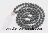 GMN4218 Hand-knotted 8mm, 10mm matte kambaba jasper 108 beads mala necklace with pendant