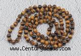 GMN492 Hand-knotted 8mm, 10mm yellow tiger eye 108 beads mala necklaces