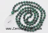 GMN5096 Hand-knotted 8mm, 10mm green tiger eye 108 beads mala necklace with pendant