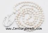 GMN5187 Hand-knotted 8mm, 10mm white howlite 108 beads mala necklace with pendant