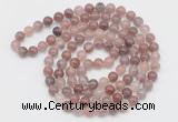 GMN521 Hand-knotted 8mm, 10mm purple strawberry quartz 108 beads mala necklaces