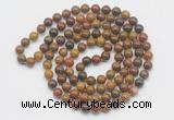 GMN524 Hand-knotted 8mm, 10mm red moss agate 108 beads mala necklaces