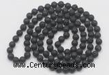GMN538 Hand-knotted 8mm, 10mm black lava 108 beads mala necklaces