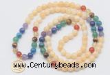 GMN6020 Knotted 7 Chakra 8mm, 10mm honey jade 108 beads mala necklace with charm