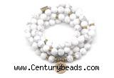 GMN7001 8mm matte white howlite 108 mala beads wrap bracelet necklaces