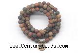 GMN7019 8mm matte picasso jasper 108 mala beads wrap bracelet necklace