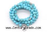 GMN7053 8mm blue howlite 108 mala beads wrap bracelet necklaces