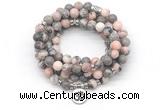 GMN7058 8mm pink zebra jasper 108 mala beads wrap bracelet necklaces