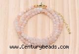 GMN7207 4mm faceted round tiny pink aventurine beaded necklace jewelry