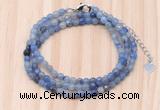 GMN7210 4mm faceted round tiny blue aventurine beaded necklace jewelry