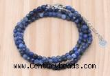 GMN7217 4mm faceted round tiny sodalite beaded necklace jewelry