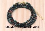 GMN7236 4mm faceted round tiny Indian bloodstone beaded necklace jewelry