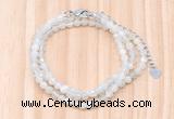 GMN7252 4mm faceted round tiny white moonstone beaded necklace jewelry