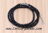 GMN7266 4mm faceted round blue goldstone beaded necklace jewelry