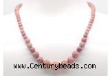 GMN7301 pink wooden jasper graduated beaded necklace & bracelet set