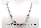 GMN7306 pink zebra jasper graduated beaded necklace & bracelet set