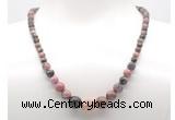 GMN7317 rhodonite graduated beaded necklace & bracelet set
