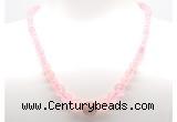 GMN7325 rose quartz graduated beaded necklace & bracelet set