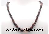 GMN7333 red tiger eye graduated beaded necklace & bracelet set