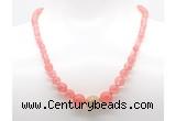 GMN7339 cherry quartz graduated beaded necklace & bracelet set