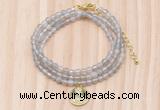 GMN7401 4mm faceted round tiny grey agate beaded necklace with constellation charm