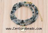 GMN7403 4mm faceted round tiny moss agate beaded necklace with constellation charm