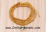 GMN7409 4mm faceted round tiny yellow jade beaded necklace with constellation charm