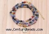 GMN7420 4mm faceted round tiny mixed gemstone beaded necklace with constellation charm