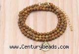 GMN7431 4mm faceted round tiny wooden jasper beaded necklace with constellation charm