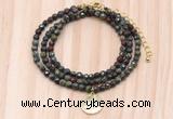 GMN7438 4mm faceted round tiny dragon blood jasper beaded necklace with constellation charm