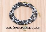 GMN7441 4mm faceted round tiny black & white jasper beaded necklace with constellation charm