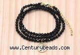 GMN7447 4mm faceted round tiny black spinel beaded necklace with constellation charm