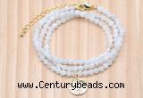 GMN7451 4mm faceted round tiny white moonstone beaded necklace with constellation charm