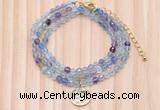 GMN7461 4mm faceted round fluorite beaded necklace with constellation charm