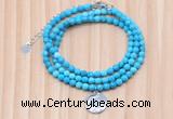 GMN7463 4mm faceted round turquoise beaded necklace with constellation charm