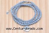 GMN7468 4mm faceted round blue angel skin beaded necklace with constellation charm