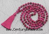 GMN754 Hand-knotted 8mm, 10mm red tiger eye 108 beads mala necklaces with tassel
